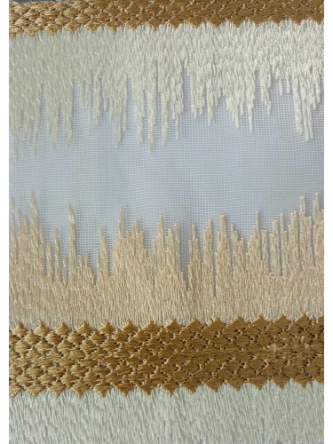 QY7121SR Gingera Embroidered Custom Made Sheer Curtains(Color: Beige brown)