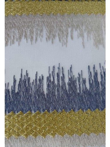 QY7121SR Gingera Embroidered Custom Made Sheer Curtains(Color: Blue yellow)