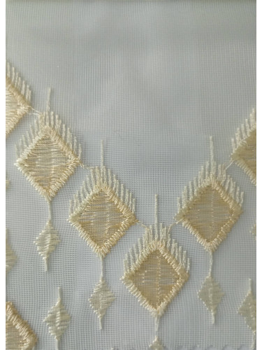 QY7121SYC Gingera Embroidered Double Pinch Pleat Ready Made Sheer Curtains(Color: Beige)