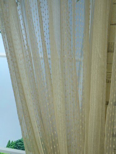 QY7151SBA Laura Striped Weaving Versatile Pleat Sheer Curtains