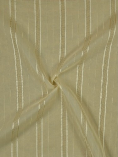 QY7151SEB Laura Striped Polyester Tab Top Sheer Curtains (Color: Alabaster Gleam)