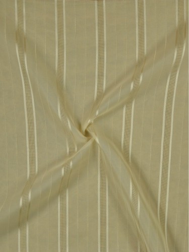 QY7151SEB Laura Striped Polyester Tab Top Sheer Curtains (Color: Alabaster Gleam)