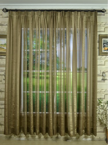 QY7151SFA Laura Crinkle Striped Versatile Pleat Sheer Curtains
