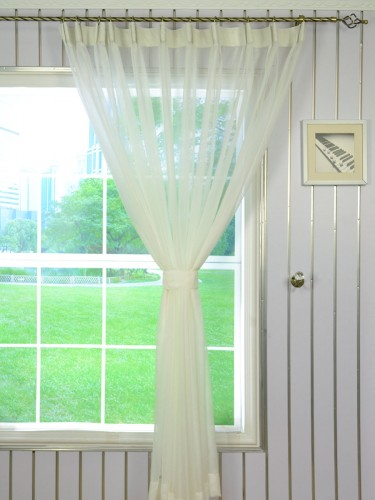 QY7151SIA Laura Snow Striped Versatile Pleat Sheer Curtains (Color: Cloud Dancer)