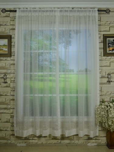 Qy7151sje Laura Sheer Solid Plain Dyed Rod Pocket Curtains