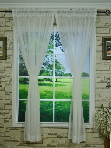 QY7151SJE Laura Sheer Solid Plain Dyed Rod Pocket Curtains