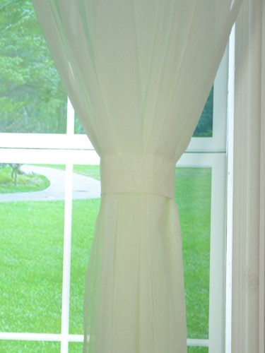 QY7151SME Laura Rough Solid Rod Pocket Sheer Curtains Fabric Tieback
