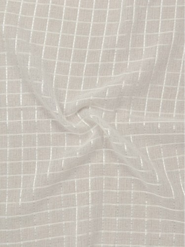 QY7151SOS Laura Small Plaid Polyester Fabric Sample (Color: Bright White)