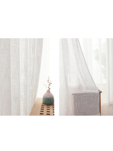 QY7151SQ Laura Type Cross Faux Linen Custom Made Sheer Curtains