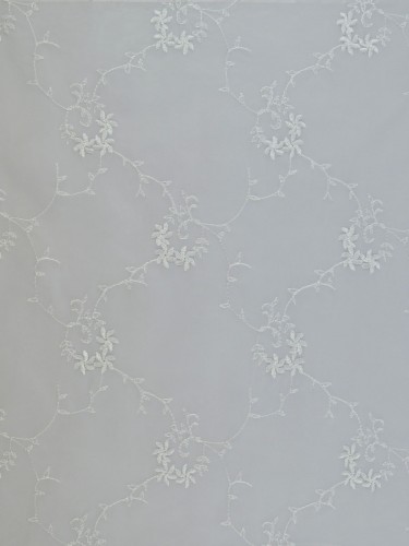 Gingera Damask Floral Embroidered Tab Top Sheer Curtains Panels White Ready Made Ivory Color