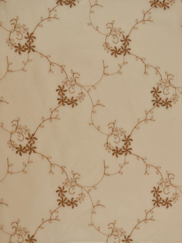 Gingera Damask Floral Embroidered Rod Pocket Sheer Curtains Panels Ready Made Camel Color