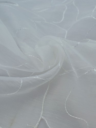 Gingera Hollow Out Embroidered Sheer Fabric Samples (Color: White)