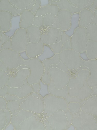 Gingera Hollow Out Embroidered Sheer Fabric Samples Beige Color