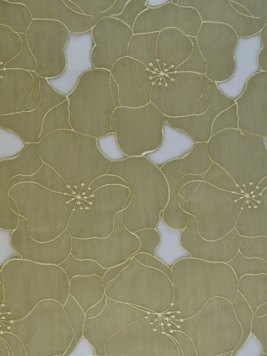 Gingera Hollow Out Embroidered Versatile Pleat Sheer Curtains Panels Ready Made Moss Green Color