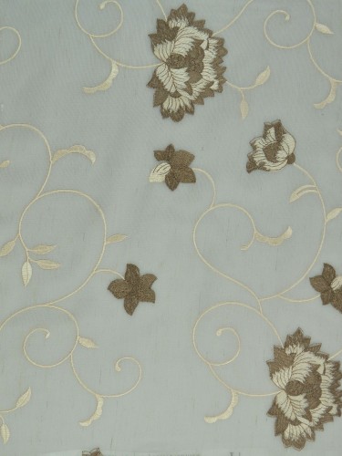 Gingera Flowers Embroidered Eyelet Sheer Curtains Panels White Ready Made Online Beaver Color