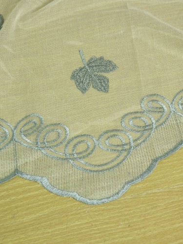 Gingera Maple Leaves Embroidered Rod Pocket Sheer Curtains Panels Ready Made Trimming Hem