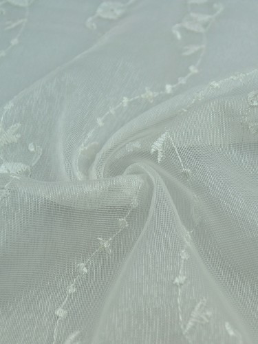 Gingera Daisy Chain Embroidered Custom Made Sheer Curtains White Sheer Curtains (Color: Ivory)