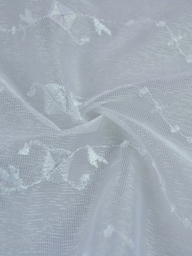 Gingera Daisy Chain Embroidered Custom Made Sheer Curtains White Sheer Curtains (Color: White)