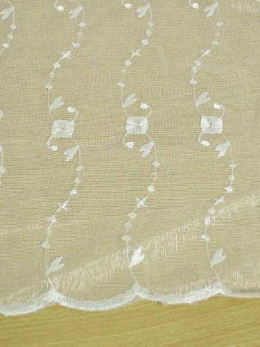 Gingera Daisy Chain Embroidered Eyelet Sheer Curtains Panels White Ready Made Fabric Details