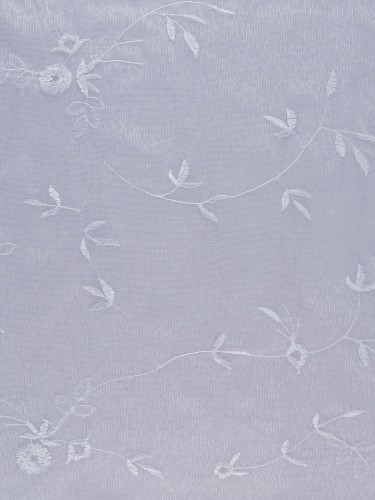Gingera Branch Leaves Embroidered Sheer Fabric Samples White Color