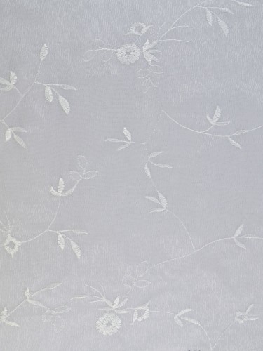Gingera Branch Leaves Embroidered Sheer Fabric Samples Ivory Color