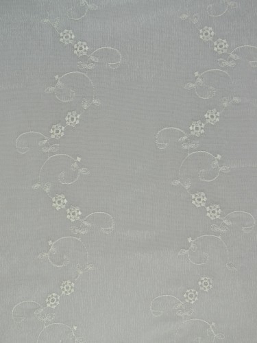 Gingera Vine Floral Embroidered Eyelet Sheer Curtains Panels White Ready Made Ivory Color