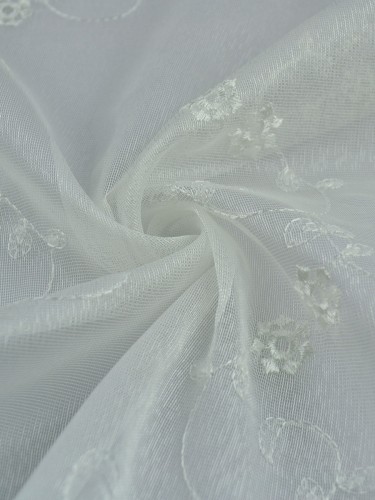 Gingera Vine Floral Embroidered Custom Made Sheer Curtains White Sheer Curtains (Color: Ivory)