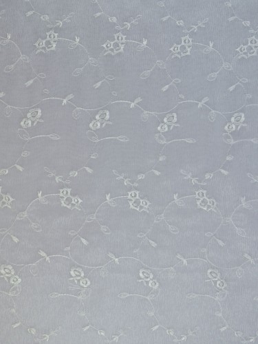 Gingera Damask Embroidered Sheer Fabric Samples Ivory Color