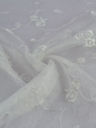 Gingera Damask Embroidered Eyelet Sheer Curtains Panels White Ready Made Online (Color: Ivory)