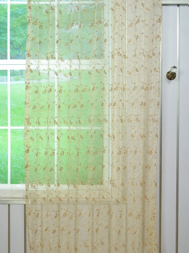 Gingera Damask Embroidered Eyelet Sheer Curtains Panels White Ready Made Online