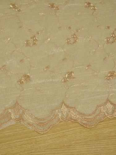 Gingera Damask Embroidered Double Pinch Pleat Sheer Curtains Panels Ready Made Fabric Details