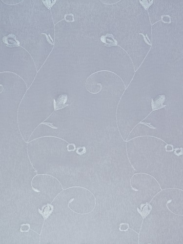 Gingera Floral Embroidered Sheer Fabric Samples White Color