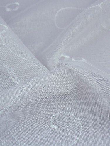Gingera Floral Embroidered Sheer Fabric Samples (Color: White)