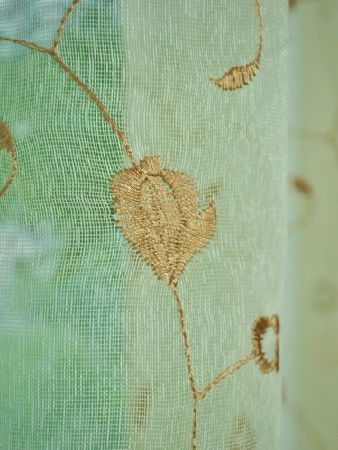 Gingera Floral Embroidered Eyelet Sheer Curtains Panels White Ready Made Online Fabric Details