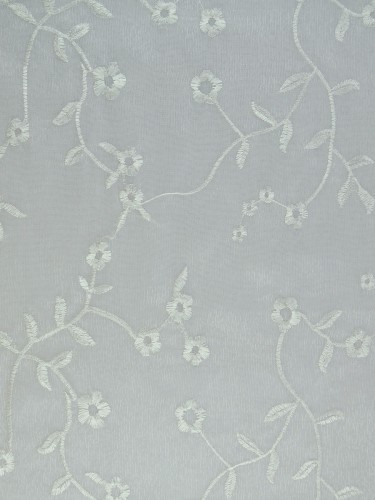 Gingera Branch Floral Embroidered Sheer Fabric Samples Ivory Color