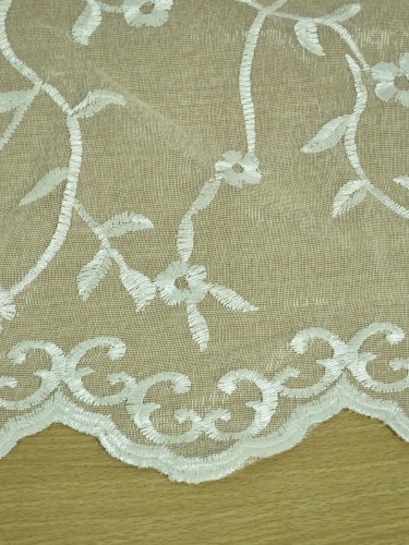 Gingera Branch Floral Embroidered Eyelet Sheer Curtains Panels White Ready Made Trimming Hem