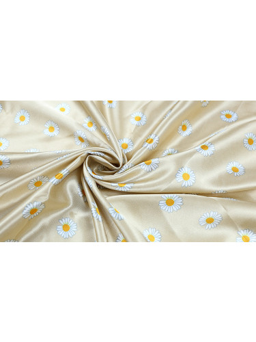 Wallaga 8124AS Fashion Daisy Pattern Satin Fabric Samples(Color: Beige)