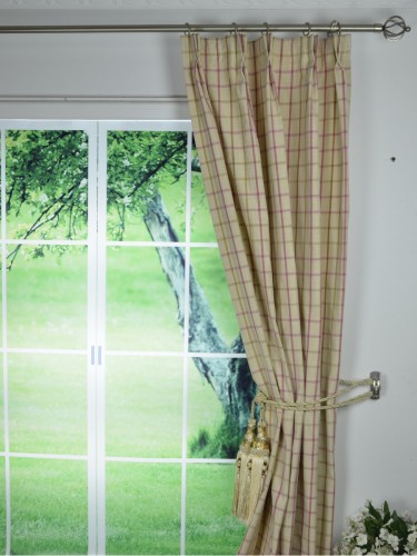 Hudson Yarn Dyed Small Plaid Blackout Double Pinch Pleat Curtains