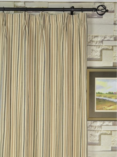Hudson Yarn Dyed Striped Blackout Custom Made Curtains (Heading: Double Pinch Pleat)