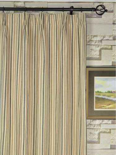 Hudson Yarn Dyed Striped Blackout Double Pinch Pleat Curtains Heading Style