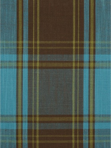 Hudson Yarn Dyed Big Plaid Blackout Custom Made Curtains (Color: Capri)