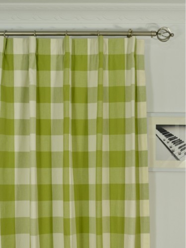 Moonbay Checks Cotton Custom Made Curtains (Heading: Versatile Pleat)