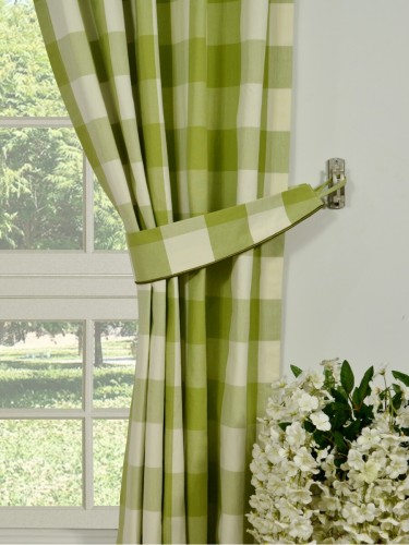 Moonbay Checks Versatile Pleat Cotton Curtains Decorative Tiebacks