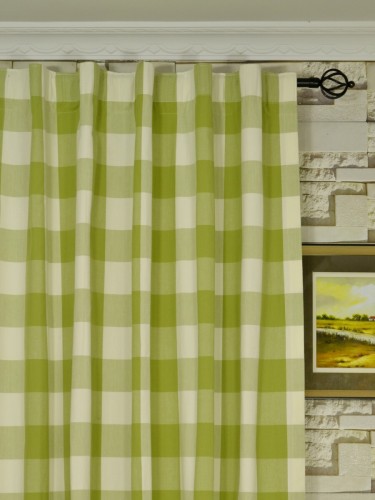 Moonbay Checks Concealed Tab Top Cotton Curtains Heading Style