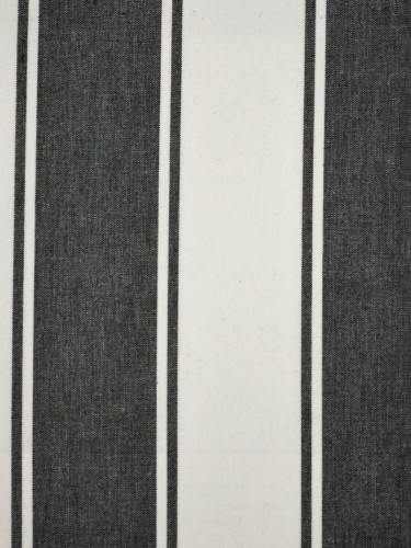 Moonbay Stripe Versatile Pleat Cotton Curtains (Color: Black)