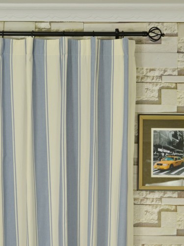 Moonbay Stripe Cotton  Custom Made Curtains (Heading: Versatile Pleat)