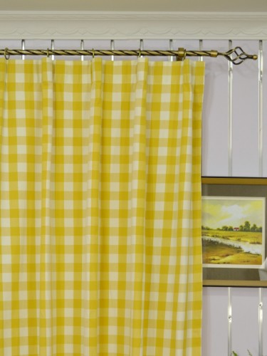 Moonbay Small Plaids Cotton Custom Made Curtains (Heading: Versatile Pleat)