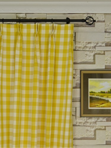 Moonbay Small Plaids Cotton Custom Made Curtains (Heading: Double Pinch Pleat)