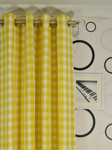 Moonbay Small Plaids Cotton Custom Made Curtains (Heading: Eyelet)