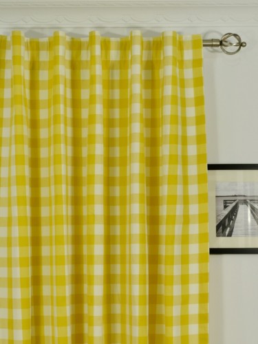 Moonbay Small Plaids Cotton Custom Made Curtains (Heading: Concealed Tab Top)